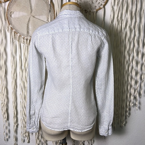 Frank & Eileen Ditzy Floral Long Sleeve Linen Button Front Shirt Size XS - Picture 3 of 10